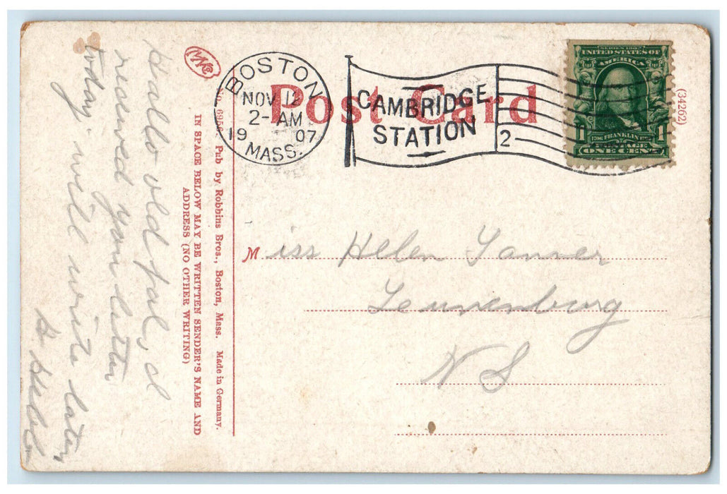 1907 View Of Hemenway Gymnasium Harvard College Boston Massachusetts MA Postcard