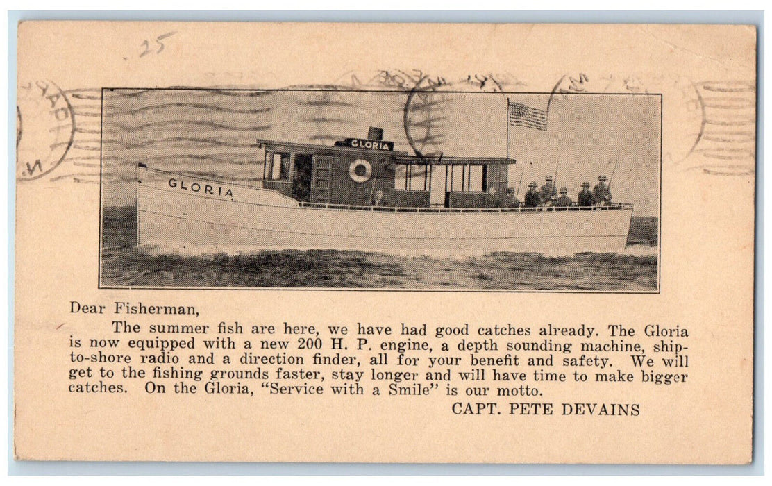 Greetings Letter Gloria Ship-To-Shore Cape May New Jersey NJ Antique Postcard