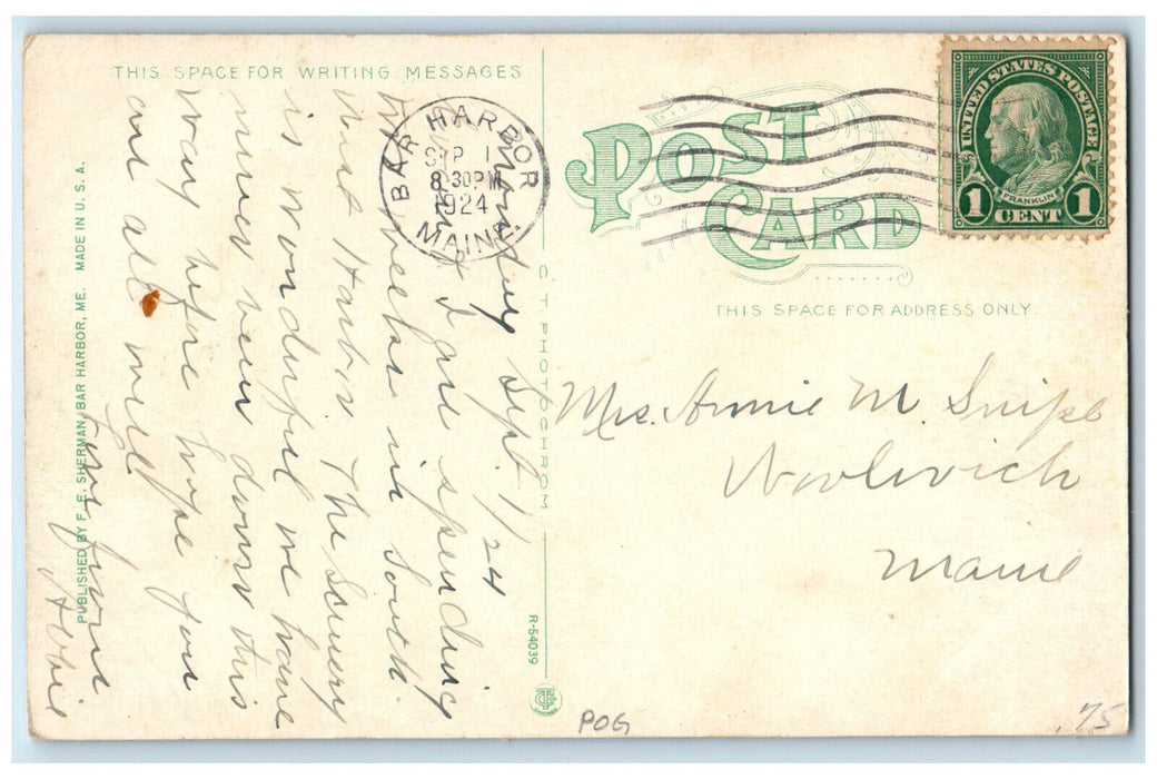 1924 Kronprinzessin Cecilia And U.S Torpedo Boat Terry Bar Harbor ME Postcard