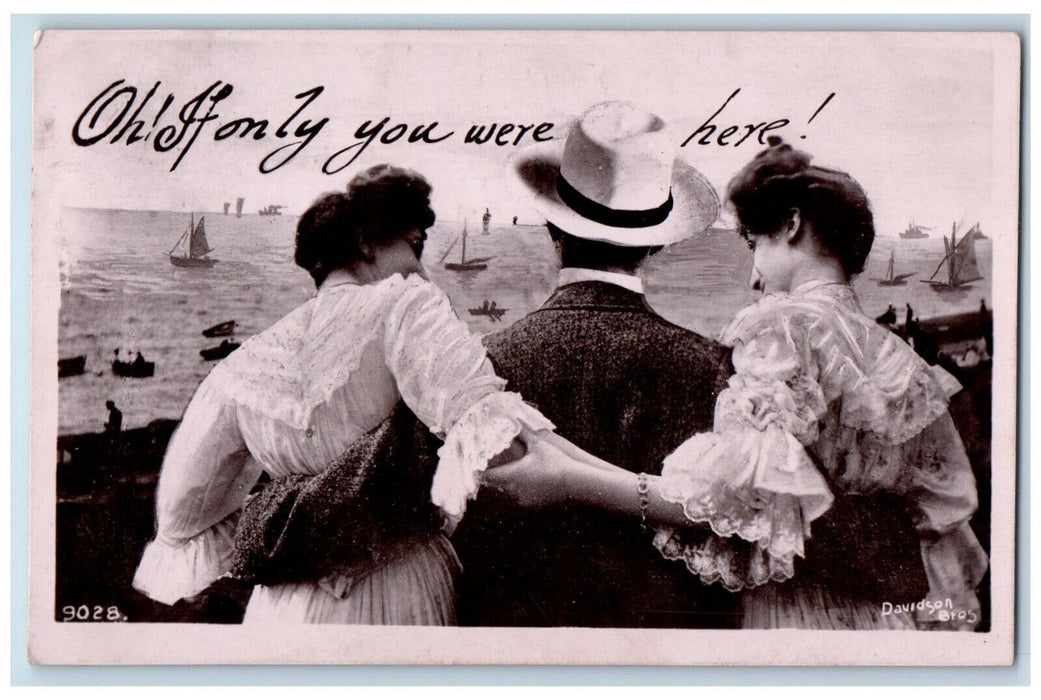 1908 Man Cheating Girls Sailboat Davidson Bros Posted Antique Postcard