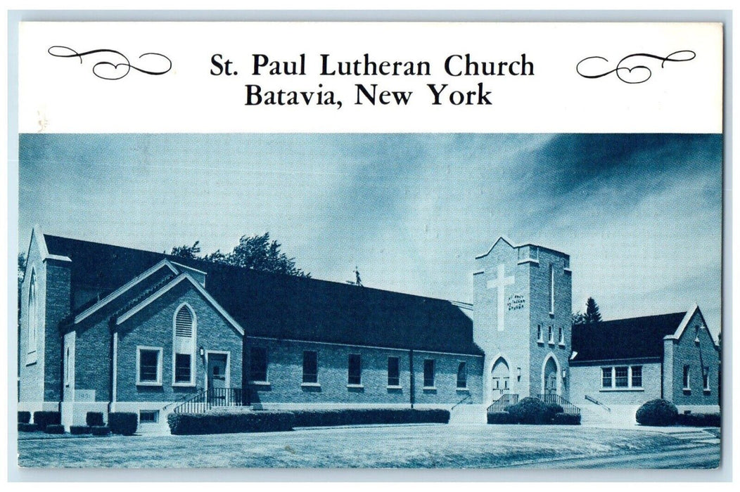 1979 St Paul Lutheran Church Advertising Batavia New York NY Antique Postcard