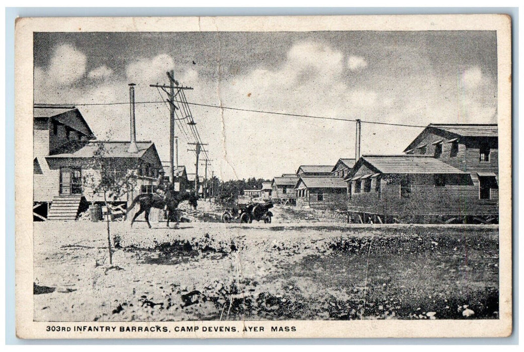 c1910 Infantry Barracks Camp Devens Ayer Massachusetts Vintage Antique Postcard
