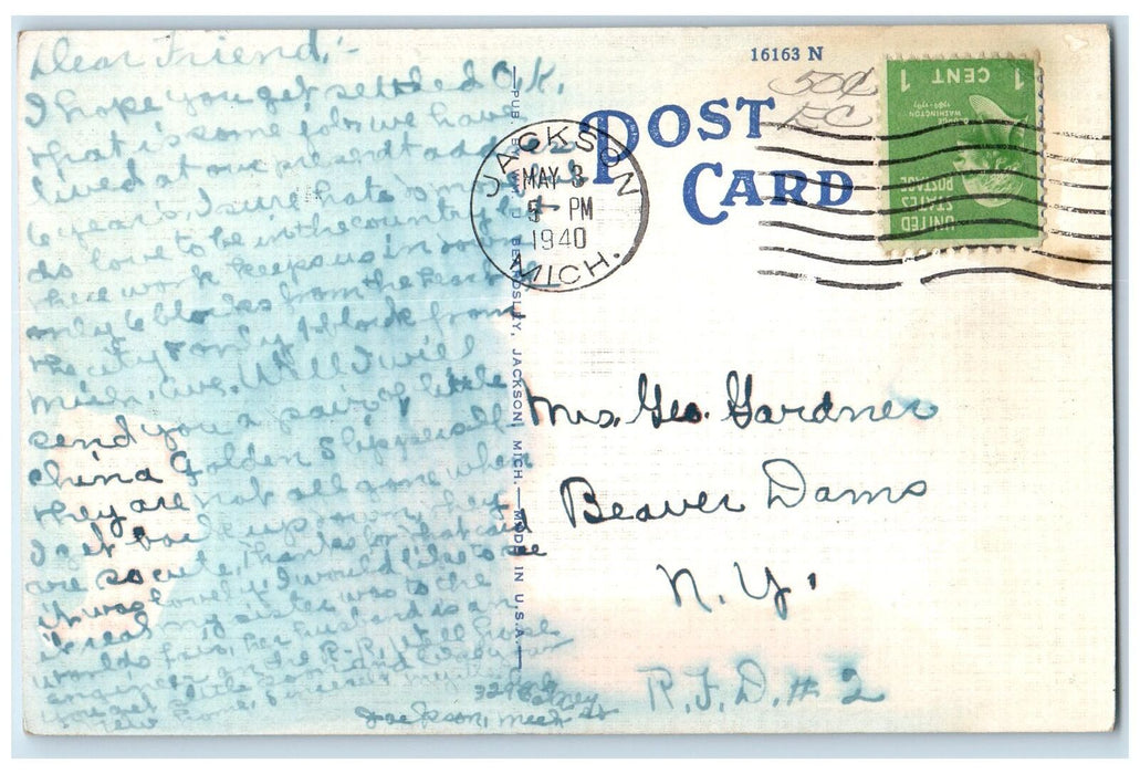1940 West Intermediate School Scene Jackson Michigan MI Posted Vintage Postcard