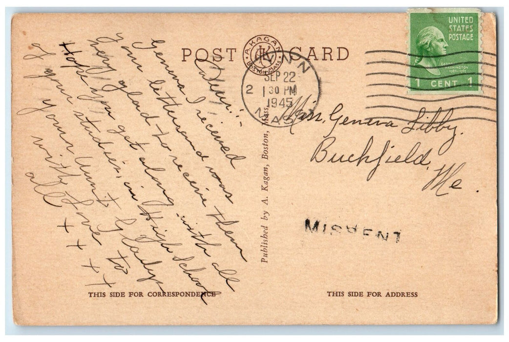 1945 The New English High School Building Campus Lynn Massachusetts MA Postcard