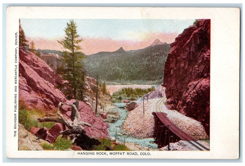 c1920's Hanging Rock View Rail Road River Cliff Moffat Road Colorado CO Postcard