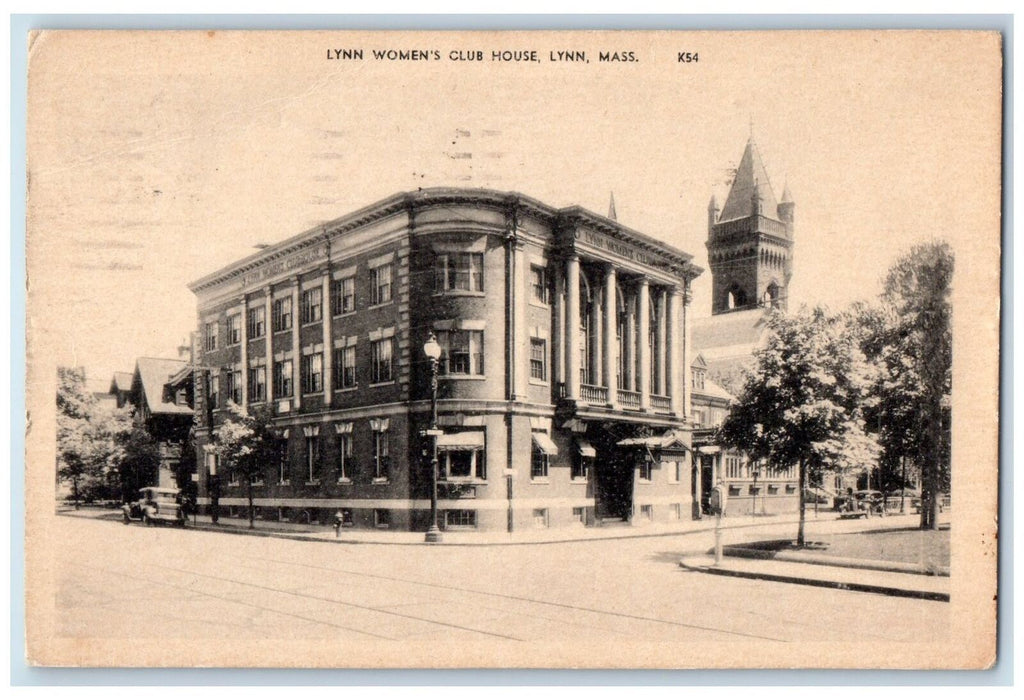 1945 Lynn Women's Club House Building Tower View Lynn Massachusetts MA Postcard