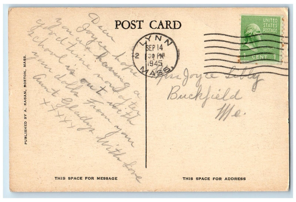 1945 Lynn Women's Club House Building Tower View Lynn Massachusetts MA Postcard