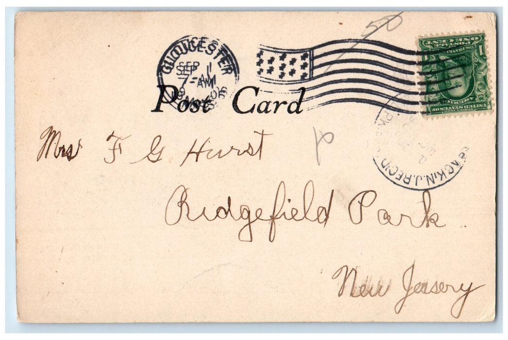 1906 Sculpin Ledge East Gloucester Massachusetts MA, Sailboat View Postcard