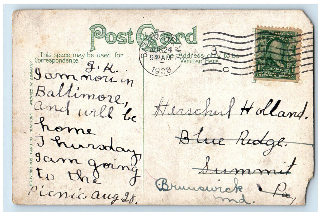 1908 View Of Skinners Ship Dry Dock Baltimore Maryland MD Antique Postcard