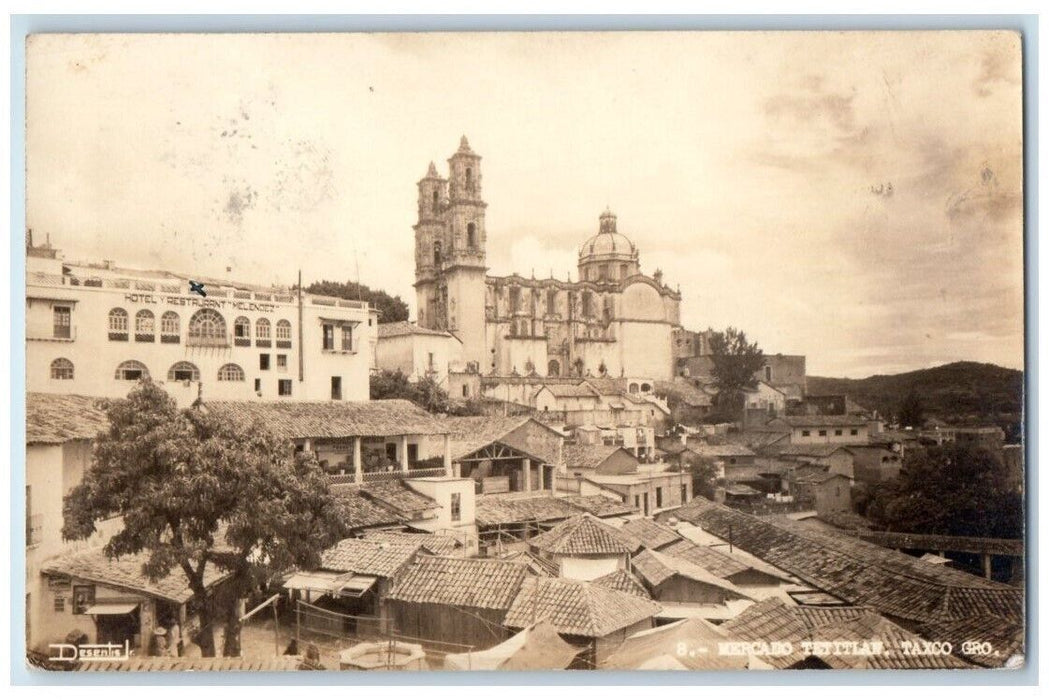 1922 Santa Prisca Catholic Church View Taxco Mexico RPPC Photo Posted Postcard