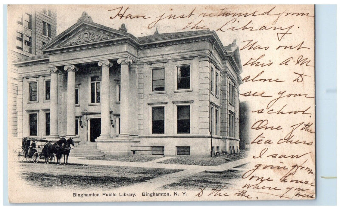 1906 Binghamton Public Library Exterior Building Binghamton New York NY Postcard