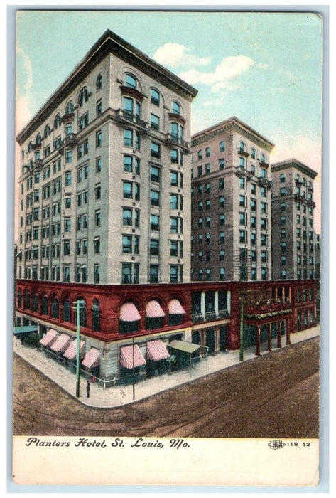 c1920 Planters Hotel Building Restaurant Railway Dirt Road St. Louis MO Postcard