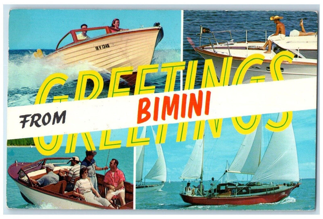 1963 Greetings From Bimini Bahamas Multi-View BAMA Antique Vintage Postcard