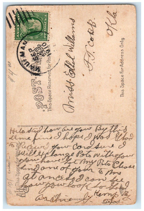 1910 A Breathing Spell Cowgirl Horse Riding Fort Cobb Oklahoma  OK Postcard