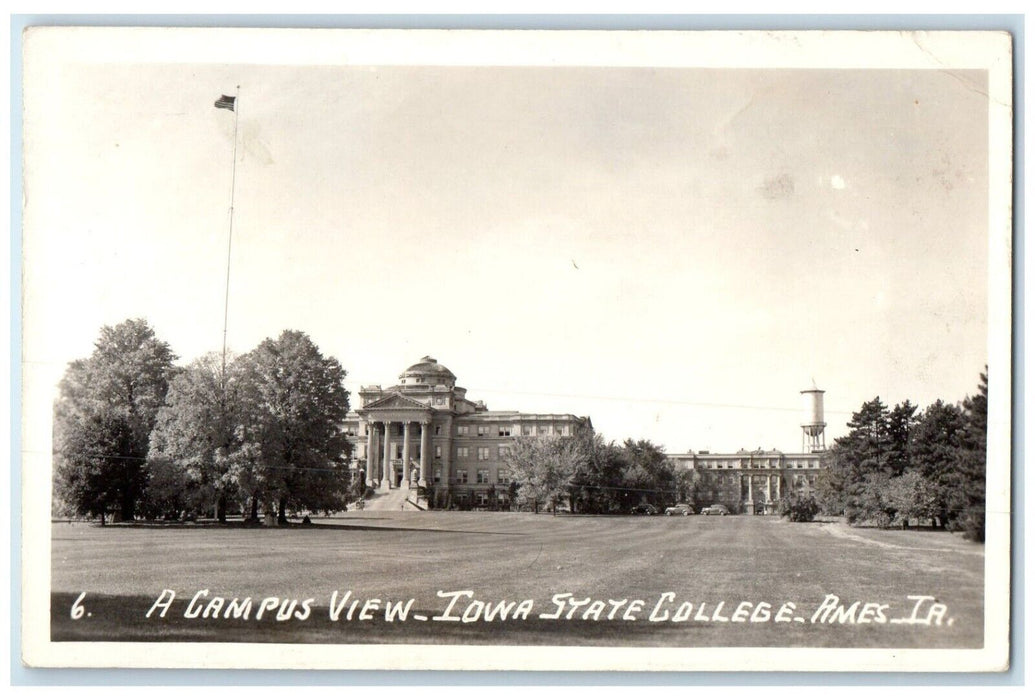 1942 A Campus View Iowa State College Ames Iowa IA RPPC Photo Vintage Postcard