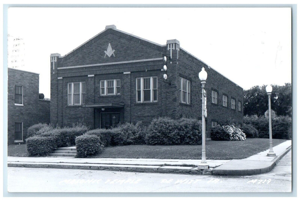 1957 Masonic Temple Scene Street Dewitt Iowa IA RPPC Photo Vintage Postcard