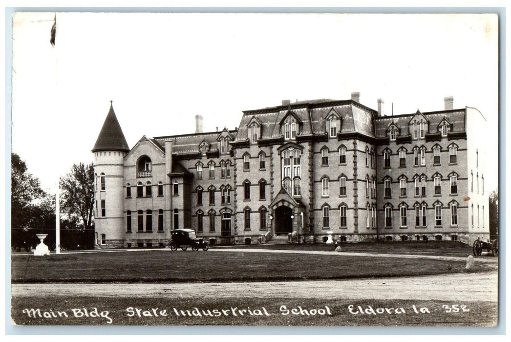 Main Building State Industrial School Car Eldora Iowa IA RPPC Photo Postcard