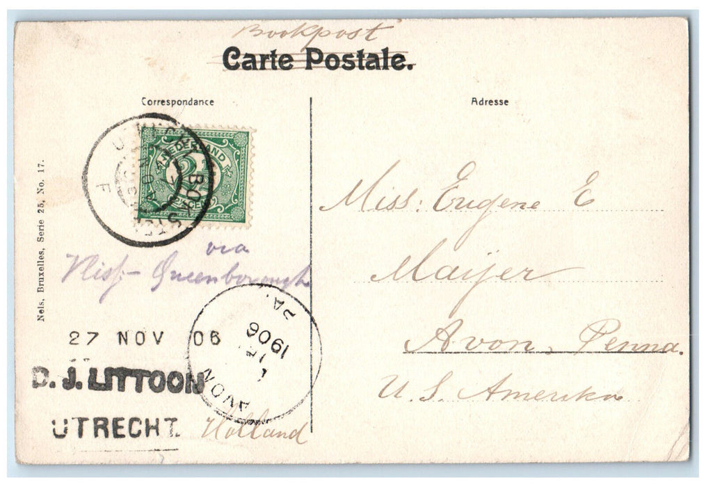 1906 The Royal Museum Antwerp Belgium Avon PA Antique Posted Postcard