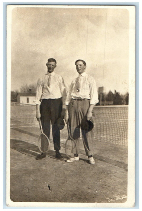 c1910's Boys Tennis Champions Sports RPPC Photo Unposted Antique Postcard