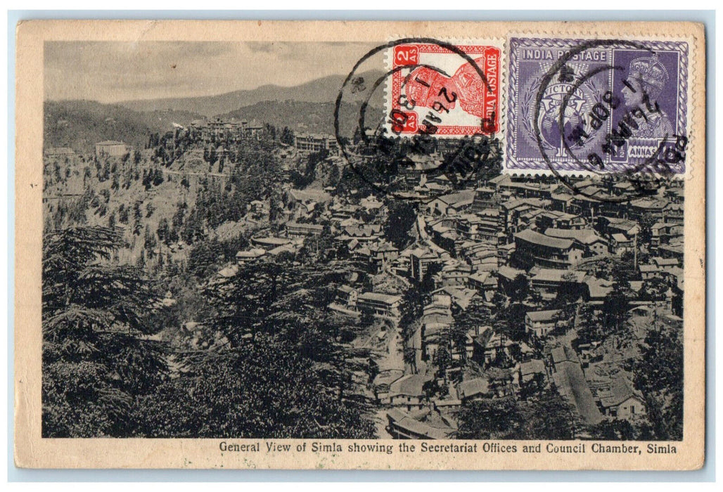 1946 General View Simla Secretariat Office Council Chamber India Postcard