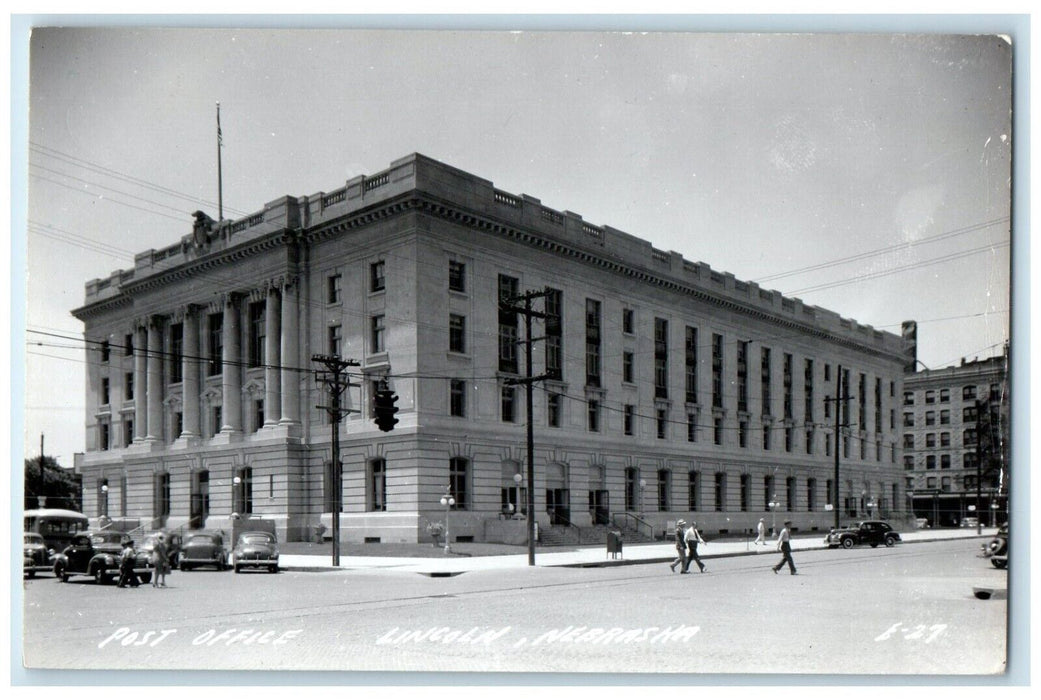 c1940's Post Office Building Cars Lincoln Nebraska NE RPPC Photo Postcard
