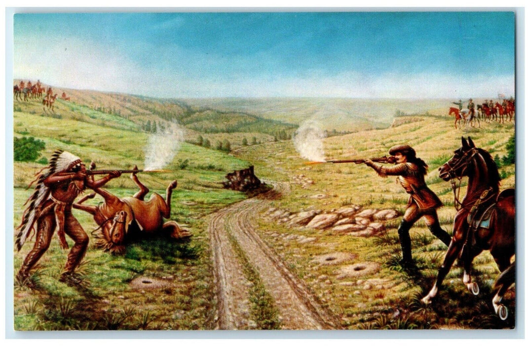 Buffalo Bill In Combat With Indians Painting Lookout Mountain CO Postcard