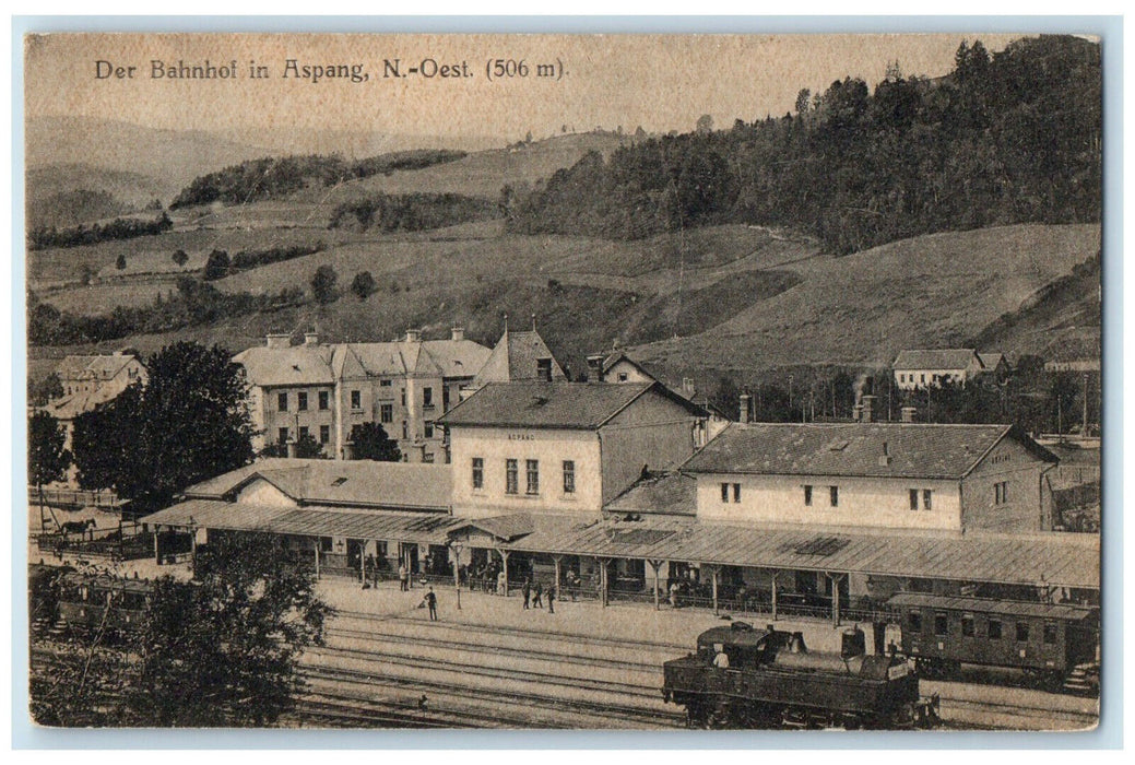 c1910 View of The Train Station in Aspang Austria Antique Posted Postcard