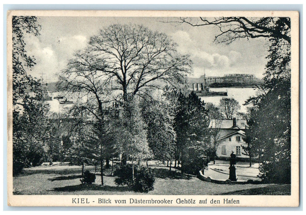 1928 View From Dusternbooker Geholz To The Port Of Kiel Germany Postcard