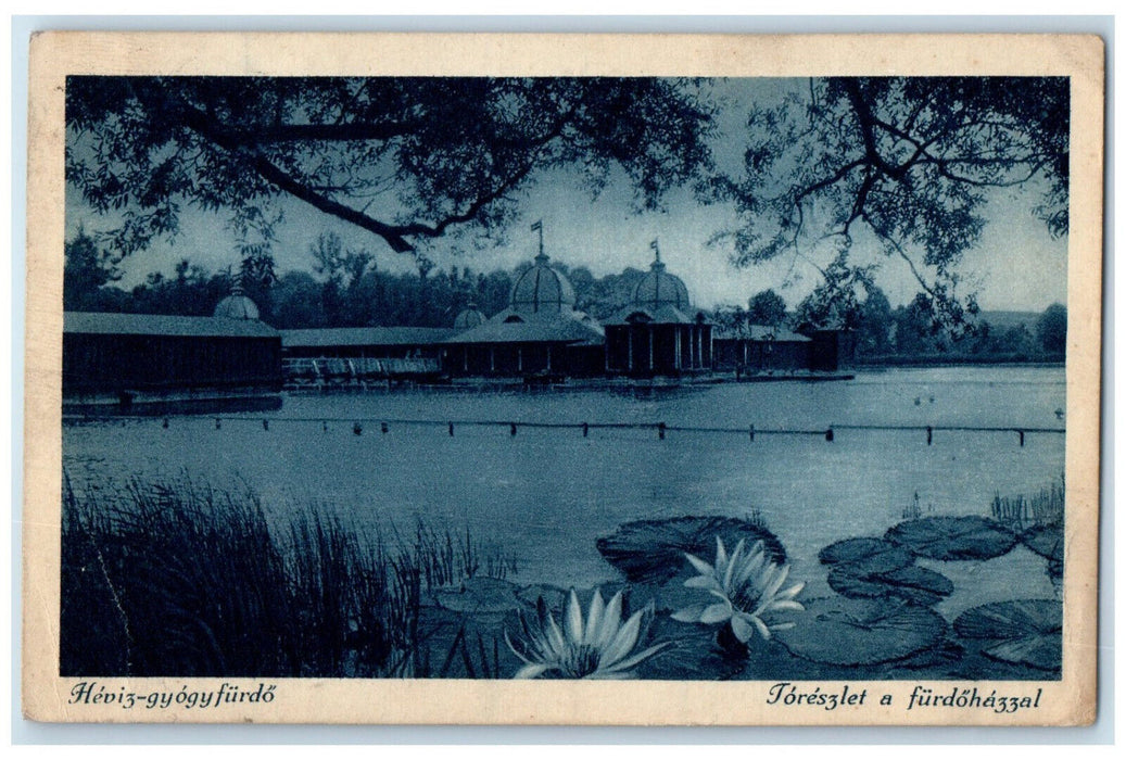 c1940's Heviz Gyogufurdo Toreszlet a Furdohazzal Heviz Hungary Postcard