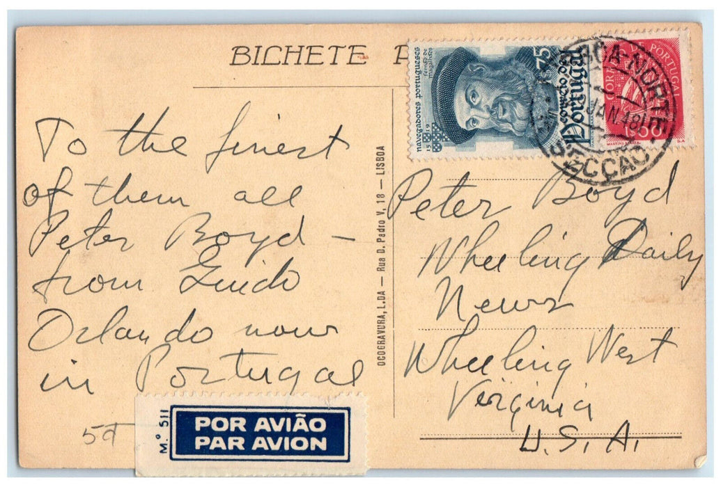 1948 Aviz Hotel Vasco Da Gama's Salon Saia India Vintage Posted Postcard