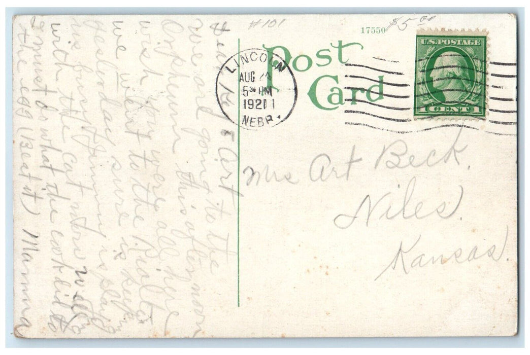 1921 Exterior View Orpheum Theatre Streetcar Trolley Lincoln Nebraska Postcard