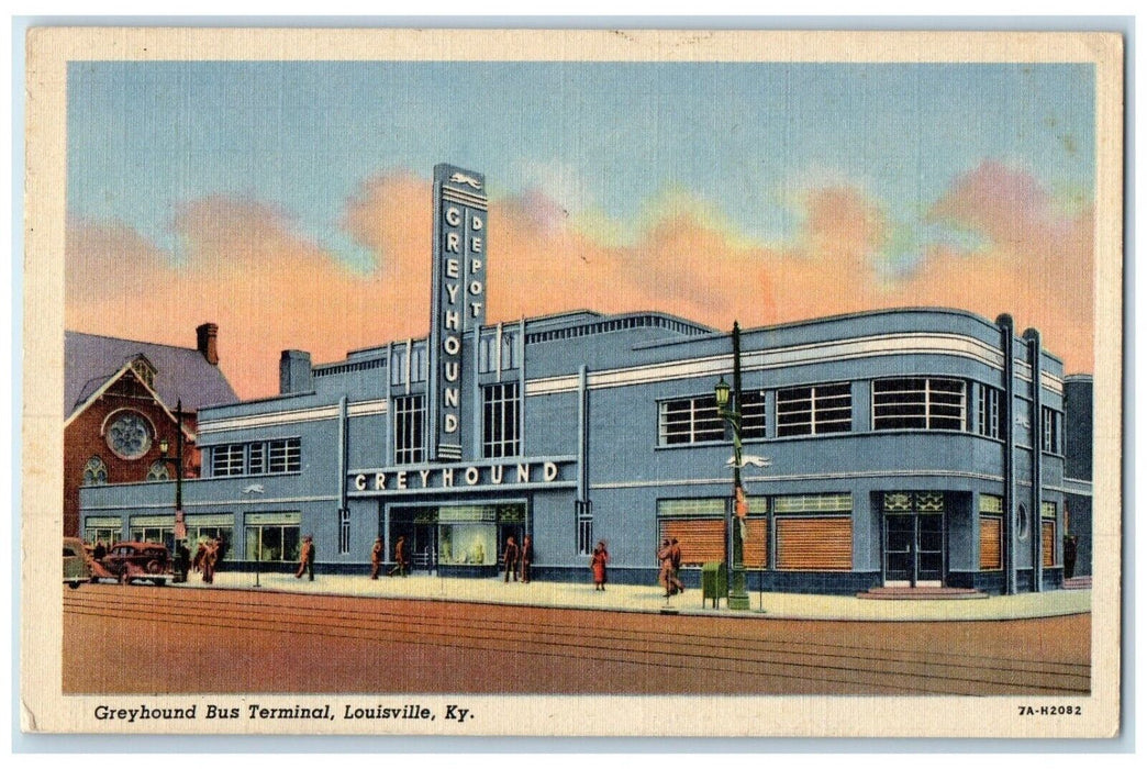 1948 Greyhound Bus Terminal Cars Louisville Kentucky KY Posted Vintage Postcard