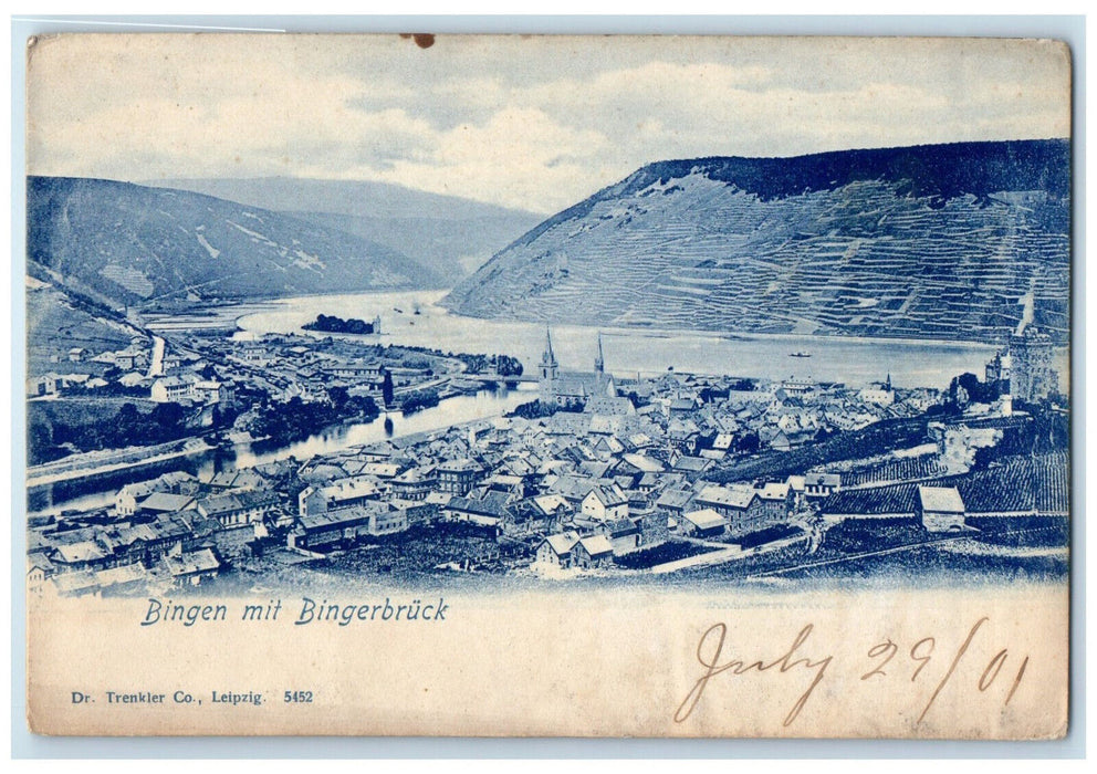 1901 Bingen Mit Binger Bridge Worms Germany Antique Unposted Postcard