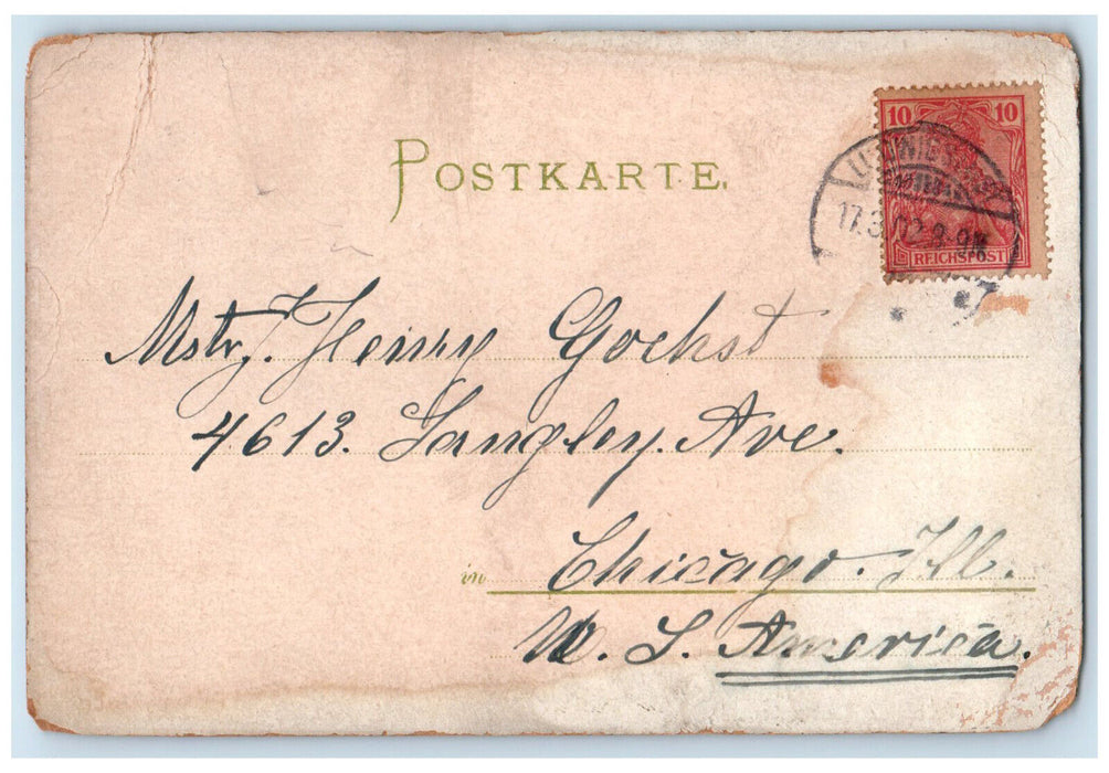 1902 Lock Greetings from Ludwigslust Mecklenburg-Vorpommern Germany Postcard