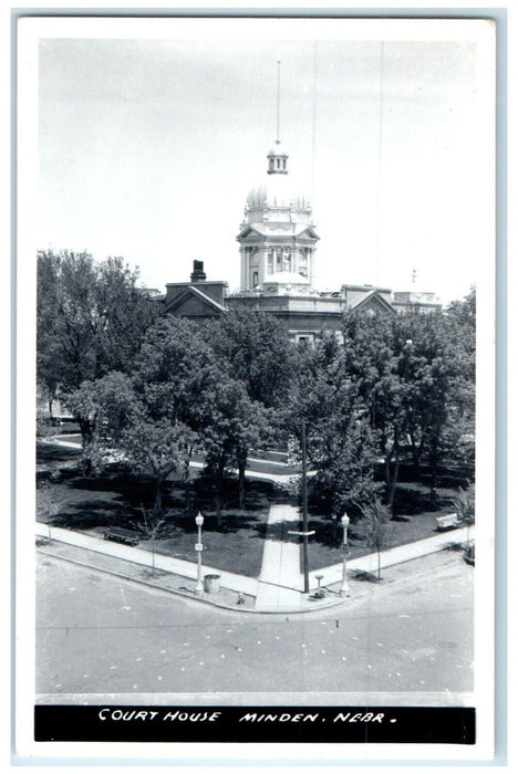 c1940's Bird's Eye View Of Court House Minded Nebraska NE RPPC Photo Postcard
