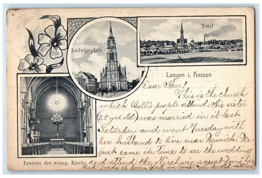 1906 Inside The Gospel Church Total Ludwigsplatz Germany Multiview Postcard