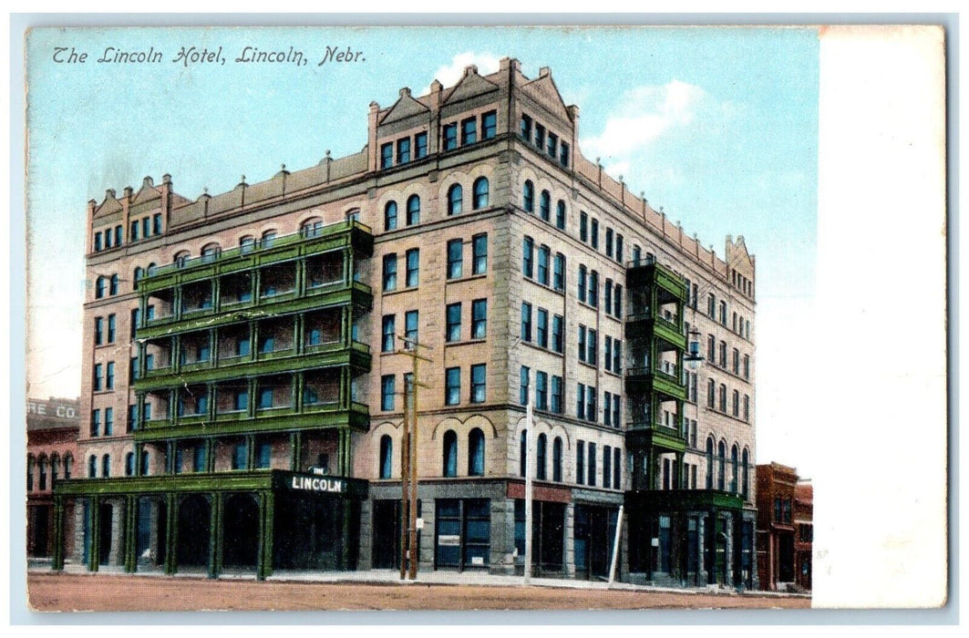 c1905 Exterior View Lincoln Hotel Building Lincoln Nebraska NE Unposted Postcard