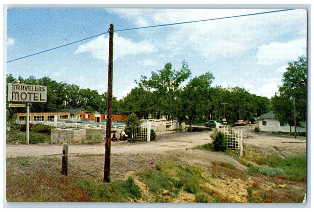 c1960 Traveler's Motel Exterior Building Signage Torrington Wyoming WY Postcard