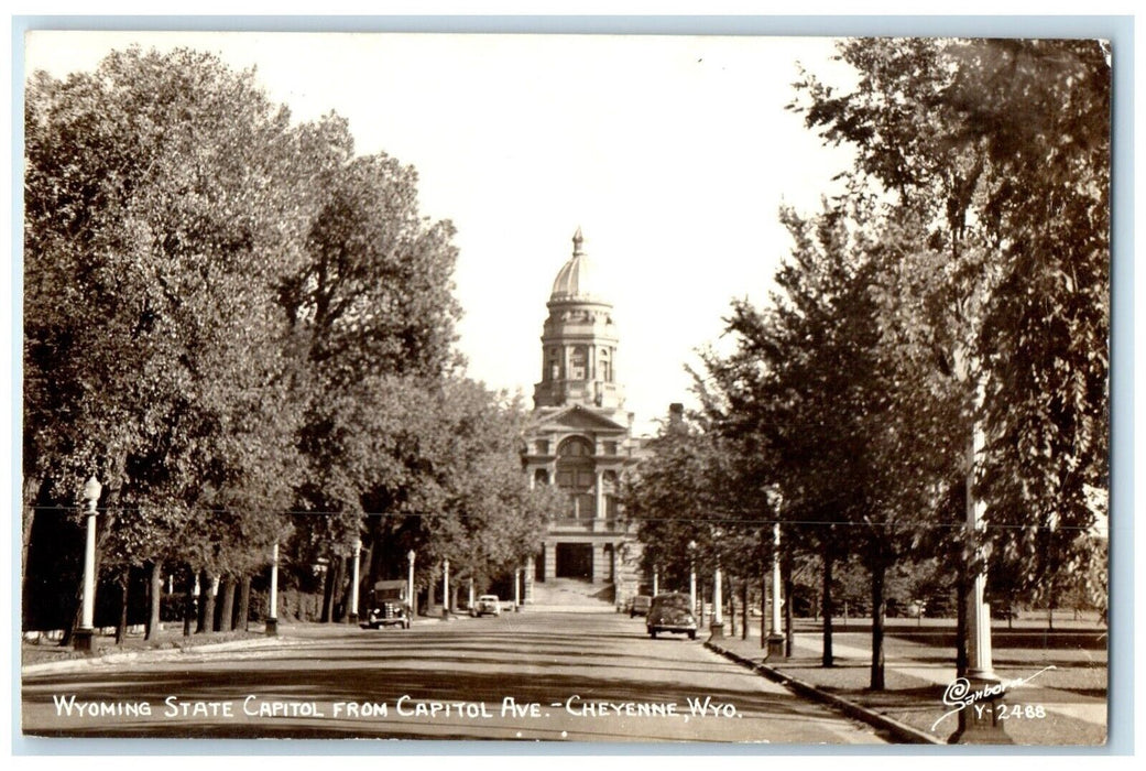 Wyoming State Capitol From Capitol Avenue Cheyenne WY RPPC Photo Postcard