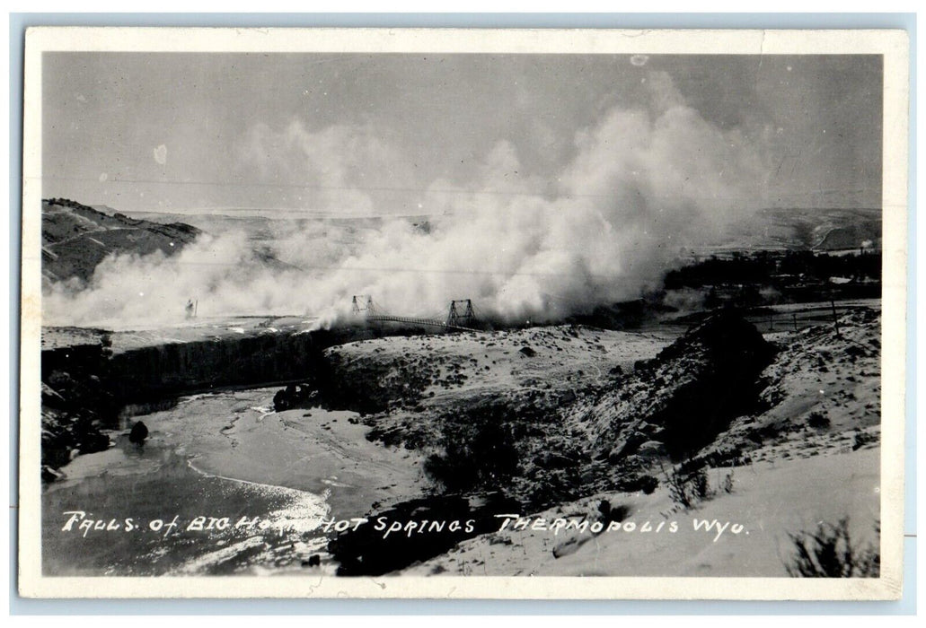 c1940's Falls Of Big Horn Hot Springs Thermopolis Wyoming WY RPPC Photo Postcard