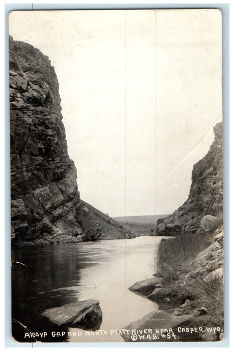 c1910's Alcova Gap North Piatt River Near Casper Wyoming WY RPPC Photo Postcard