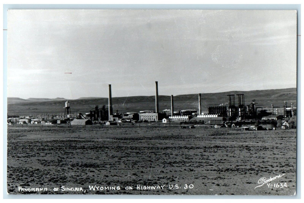 c1950's Panorama Of Sinclair Wyoming On Highway US 30 RPPC Photo Postcard