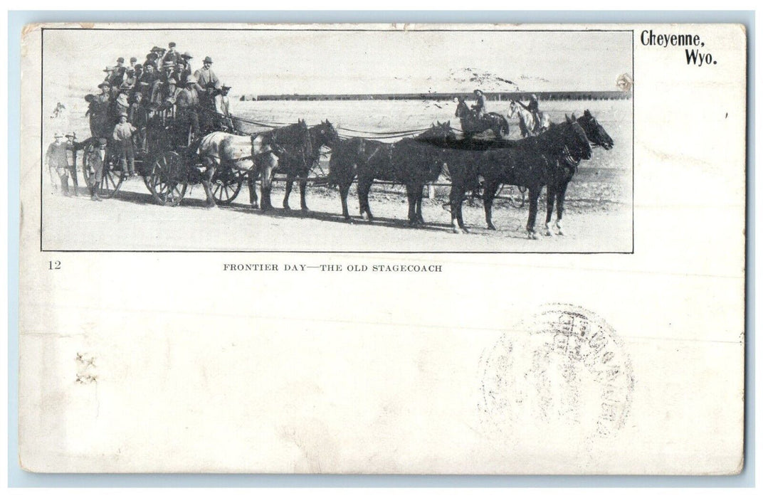 1906 Frontier Day Old Stagecoach Horse Carriage Road Cheyenne Wyoming Postcard