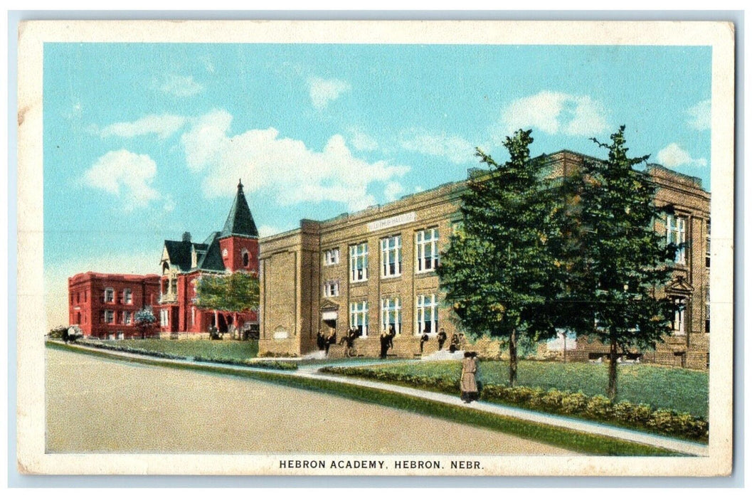c1920 Roadside View Hebron Academy Hebron Nebraska NE Vintage Antique Postcard