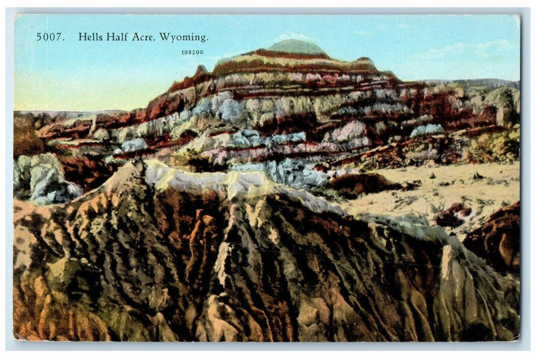 c1940 Hells Half Face Acre Mountain Cliff Field Wyoming Vintage Antique Postcard