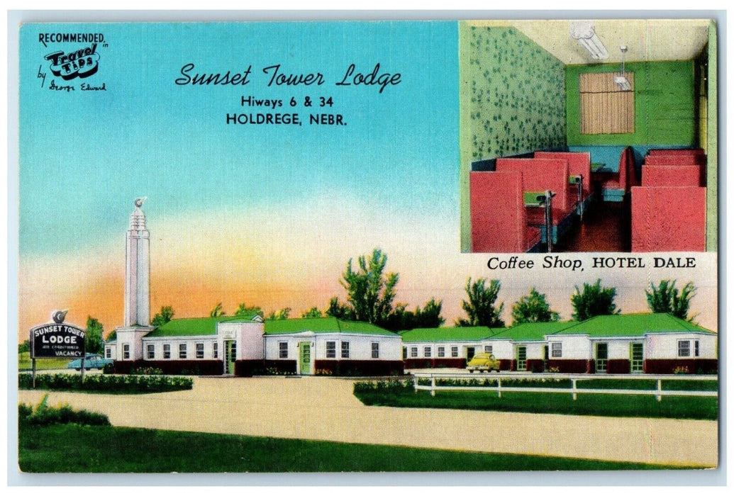 1940 Sunset Tower Lodge Holdrege Nebraska NE Multi-View Antique Vintage Postcard