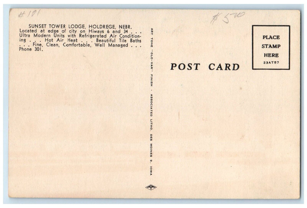 1940 Sunset Tower Lodge Holdrege Nebraska NE Multi-View Antique Vintage Postcard