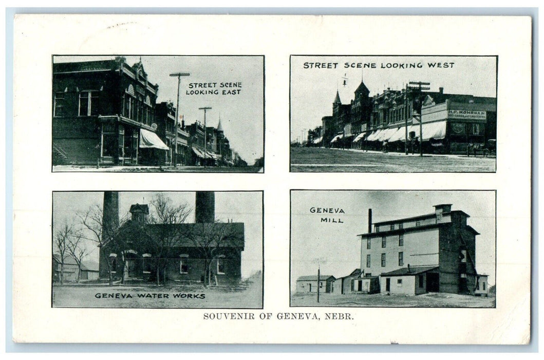 c1920 Streets Souvenir Geneva Nebraska NE Multi-View Vintage Antique Postcard