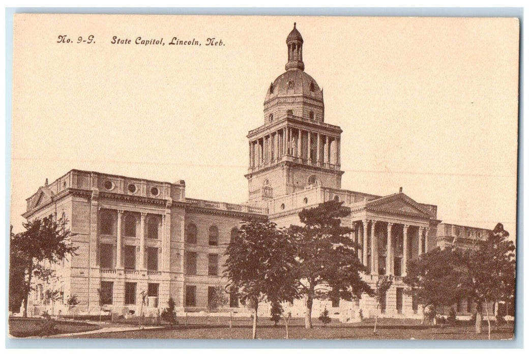 c1910 Exterior View State Capitol Building Lincoln Nebraska NE Unposted Postcard