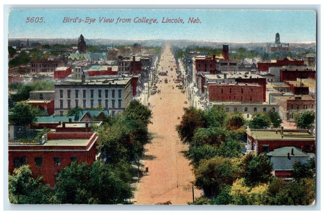 c1910 Birds Eye View From College Lincoln Nebraska NE Vintage Unposted Postcard